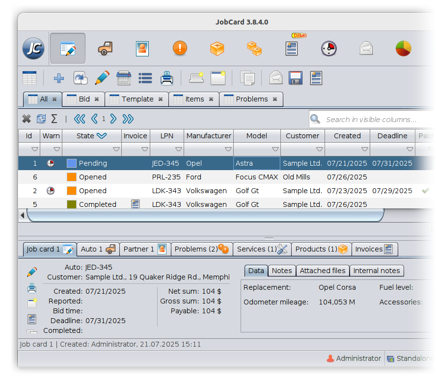 screenshot of JobCard 3